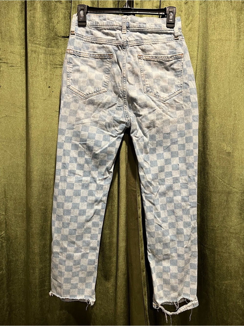Arizona Jean Company: Distressed,  Light Blue checker Jeans - Picture 2 of 5